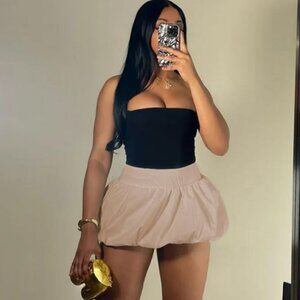 Tan Puffer mini Skirt